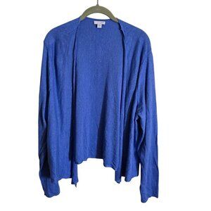J. Jill Blue Open Front Linen Blend Lightweight Cardigan Sweater Size XL